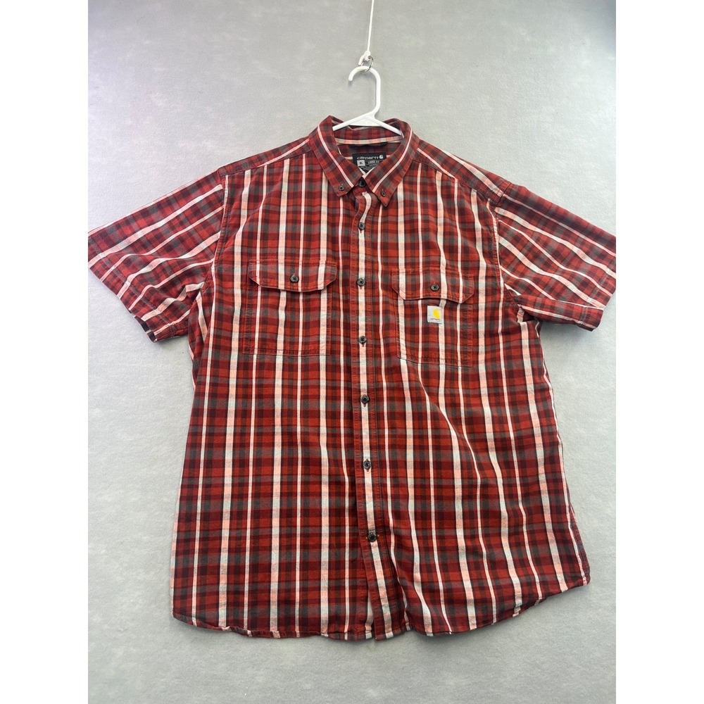 Carhartt Button Down Shirt Mens XL Red Excellent Loose Fit Plaid TW4625-M - Picture 5 of 12